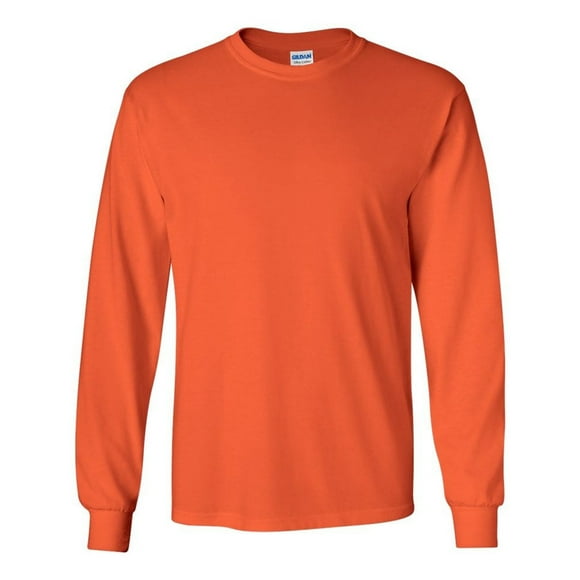Gildan Men's 2400 Long Sleeve Ultra Cotton Crew Neck T Shirt Orange M