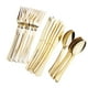 thumbnail image 5 of Paquete de 18 cubiertos de plástico plateado y dorado . Cubiertos de plata con acabado brillante. Incluye 8 tenedores, 8 cucharas, 8 Soledad Cubiertos desechables para cubiertos, 5 of 7