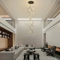 thumbnail image 3 of 10 Rings Dimmable Black Pendant Light Height Adjustable Modern Lamp with Remote Control, 3 of 17