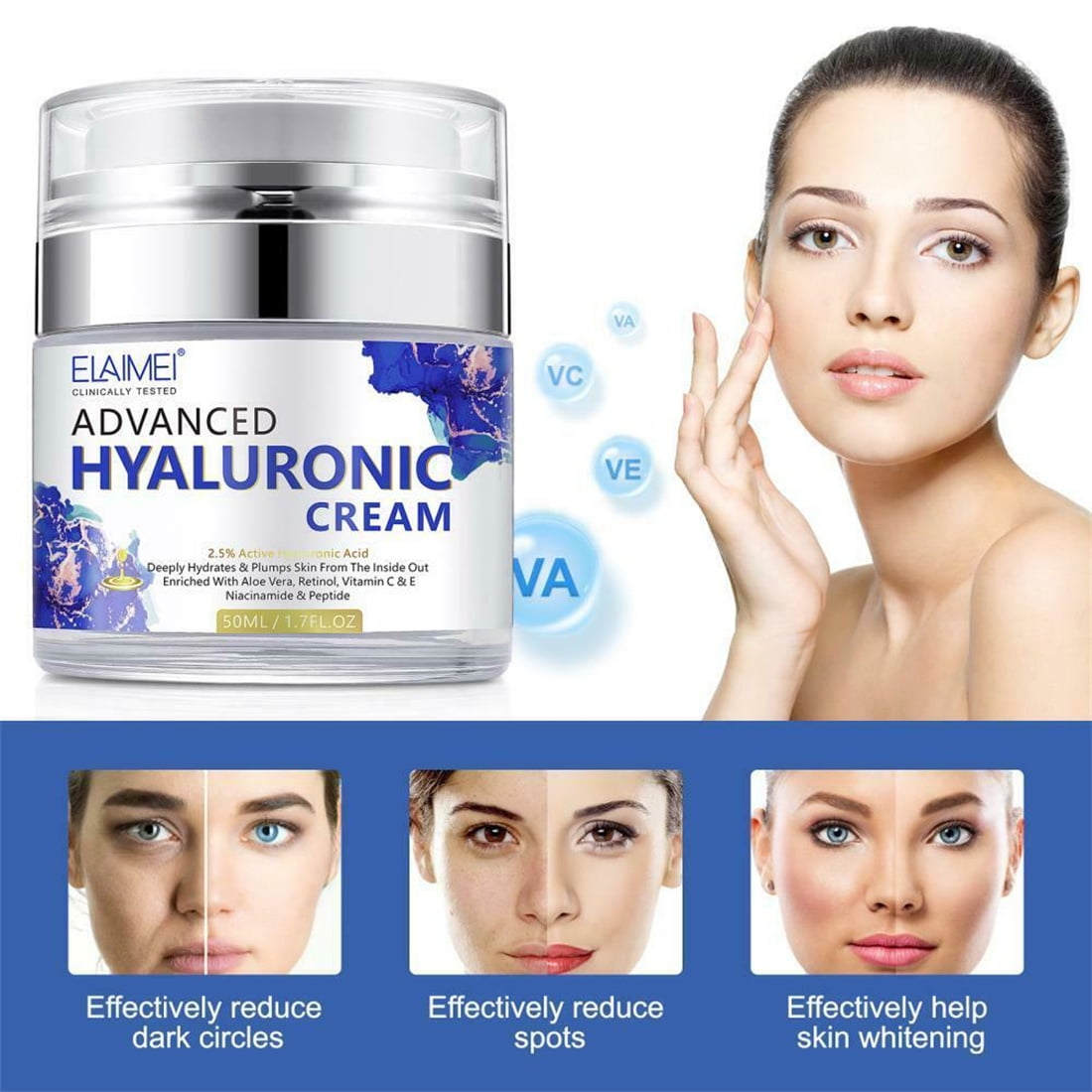 Face Cream Hyaluronic Acid Anti Aging Wrinkles Blemishes Vitamin C Retinol