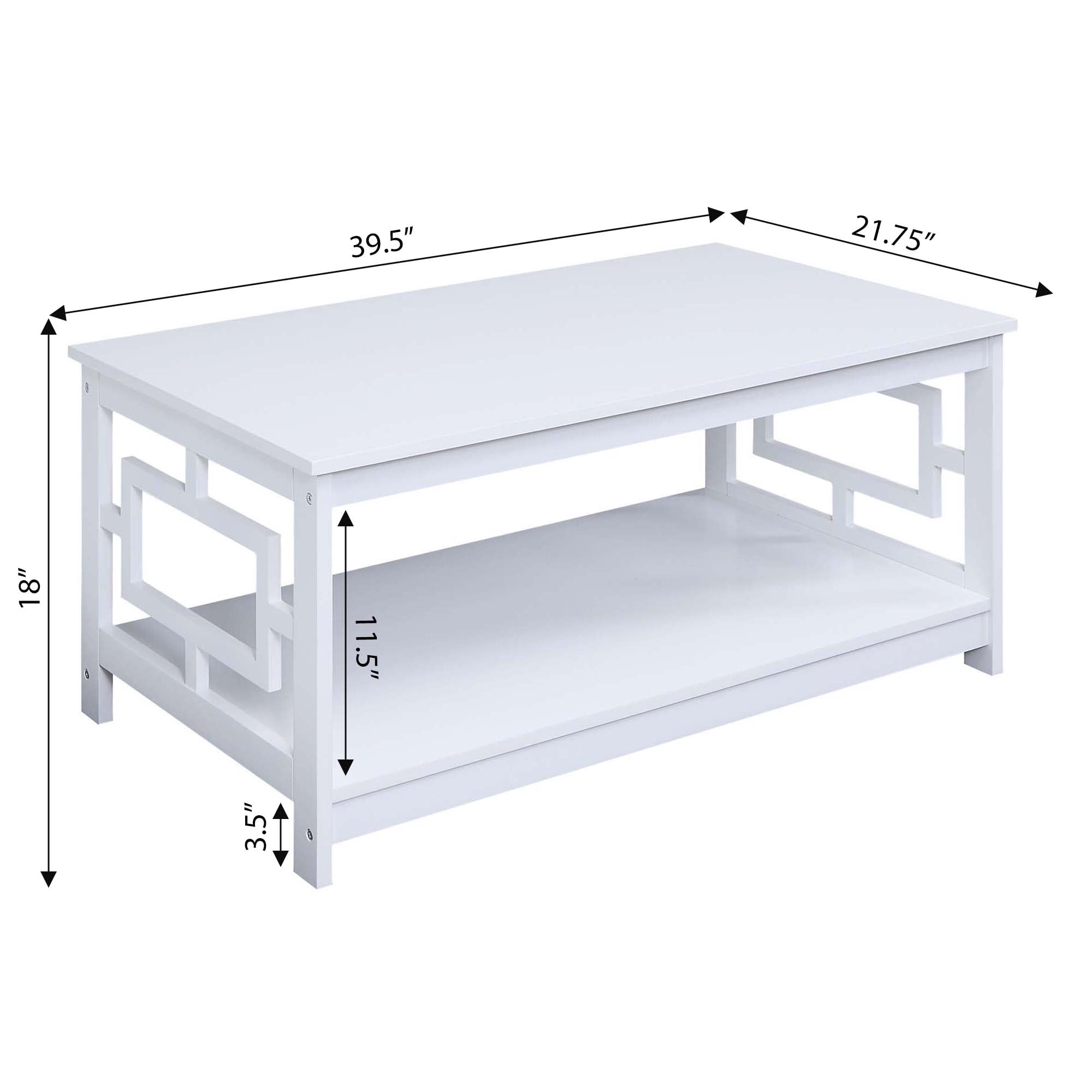 Convenience Concepts Town Square Coffee Table with Shelf, White