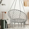 thumbnail image 2 of Hammock Chair Macrame Swing, Handmade Knitted Hanging Cotton Rope Chair for Indoor/Outdoor Home Patio Deck Yard Garden Reading Leisure, 2 of 9