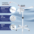 thumbnail image 3 of Professional Facial Steamer, 2 in 1 Facial Steamer on Wheels with 5X Magnifying Lamp, Steamer for Face Adjustable Height, Steamer for Facial for Salon, Spa and at Home Use, White, 3 of 9