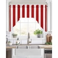 thumbnail image 2 of Red Striped Kitchen Curtains Swag Valance for Windows/Bathroom/Cafe, Christmas Farmhouse Red White Stripes Rod Pocket Drape Panel Swag Curtains Valance for Bedroom/Living Room 56"x36", 2 of 6