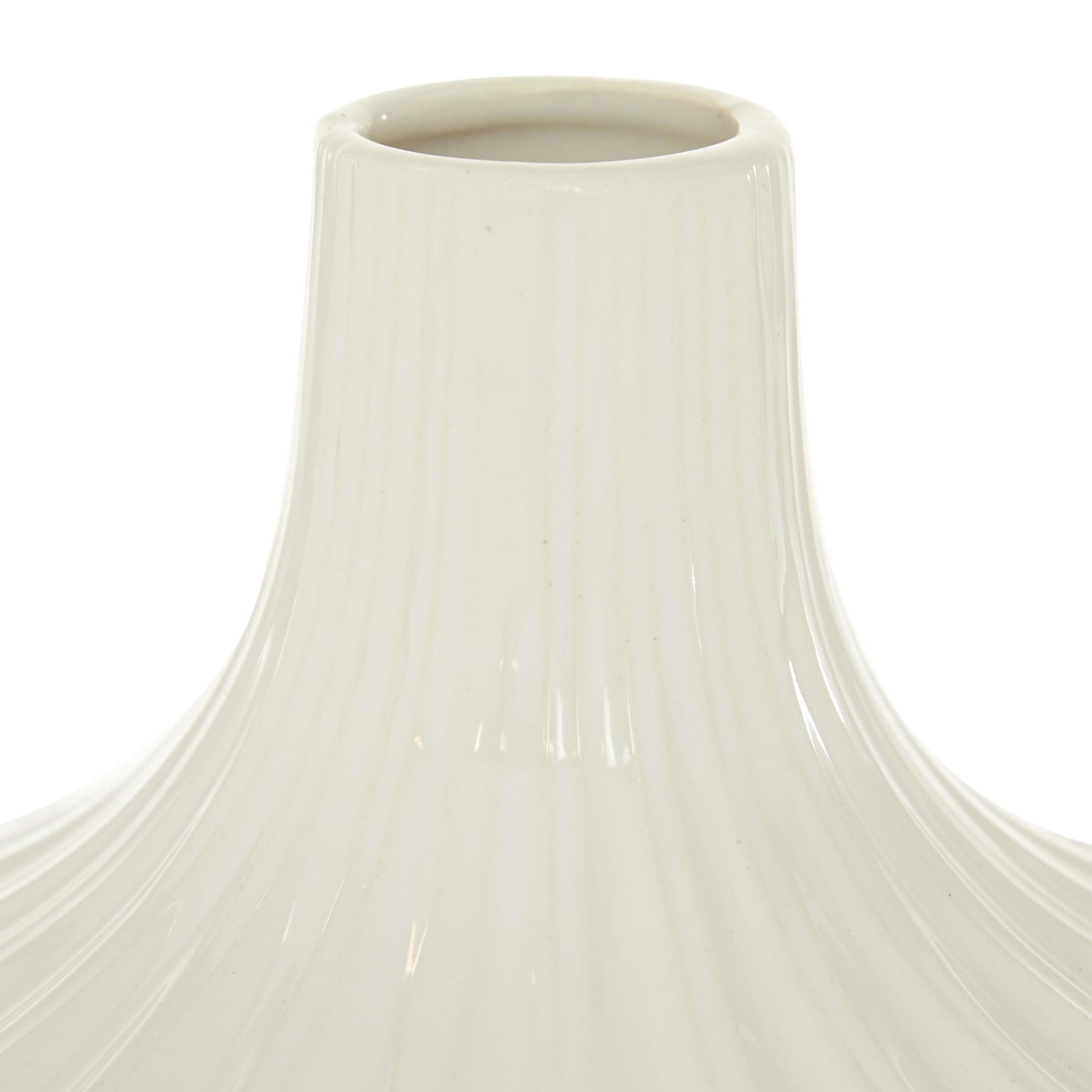 DecMode 13" Fluted White Ceramic Vase