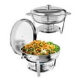 thumbnail image 1 of Ensemble de 6 Buffets à Réchaud 5 Qt, Réchaud en Acier Inoxydable avec Poêle à Nourriture et à Eau, Couvercle, Cadre, Porte-Carburant, Réchaud Rond pour Traiteur, Fêtes et Festivals,, 1 of 8