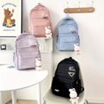 thumbnail image 3 of Mochila Preppy De Gran Capacidad Con Decoración De Conejo Kawaii, Mochila Escolar Ligera Duradera De Lona, ​​bonita Bolsa De Viaje, 3 of 4