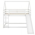 thumbnail image 5 of Harper & Bright Designs Twin Over Twin Floor Bunk Bed, Twin Size House Bunk Bed with Slide, Ladder, Guardrail and Roofs for Bedroom, White, 5 of 8