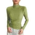 thumbnail image 6 of HUJlwoi Women's Thermal Tops Solid Color Long Sleeve Mock Turtle Neck Undershirt Casual Fall Winter Ribbed Blouse Basic Base Layer, 6 of 7