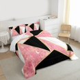 thumbnail image 3 of Homewish Abstract Geometric Triangle Full Size Comforter Sets,Patchwork Checkered Bedding Comforter Set,Pink White Black Bedding Sets For Kids,Luxury Bedroom Decor Reversible,3-Piece, 3 of 8