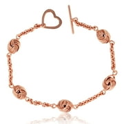 Decadence Sterling Silver Rose Love Knot Bracelet with Heart Toggle Lock