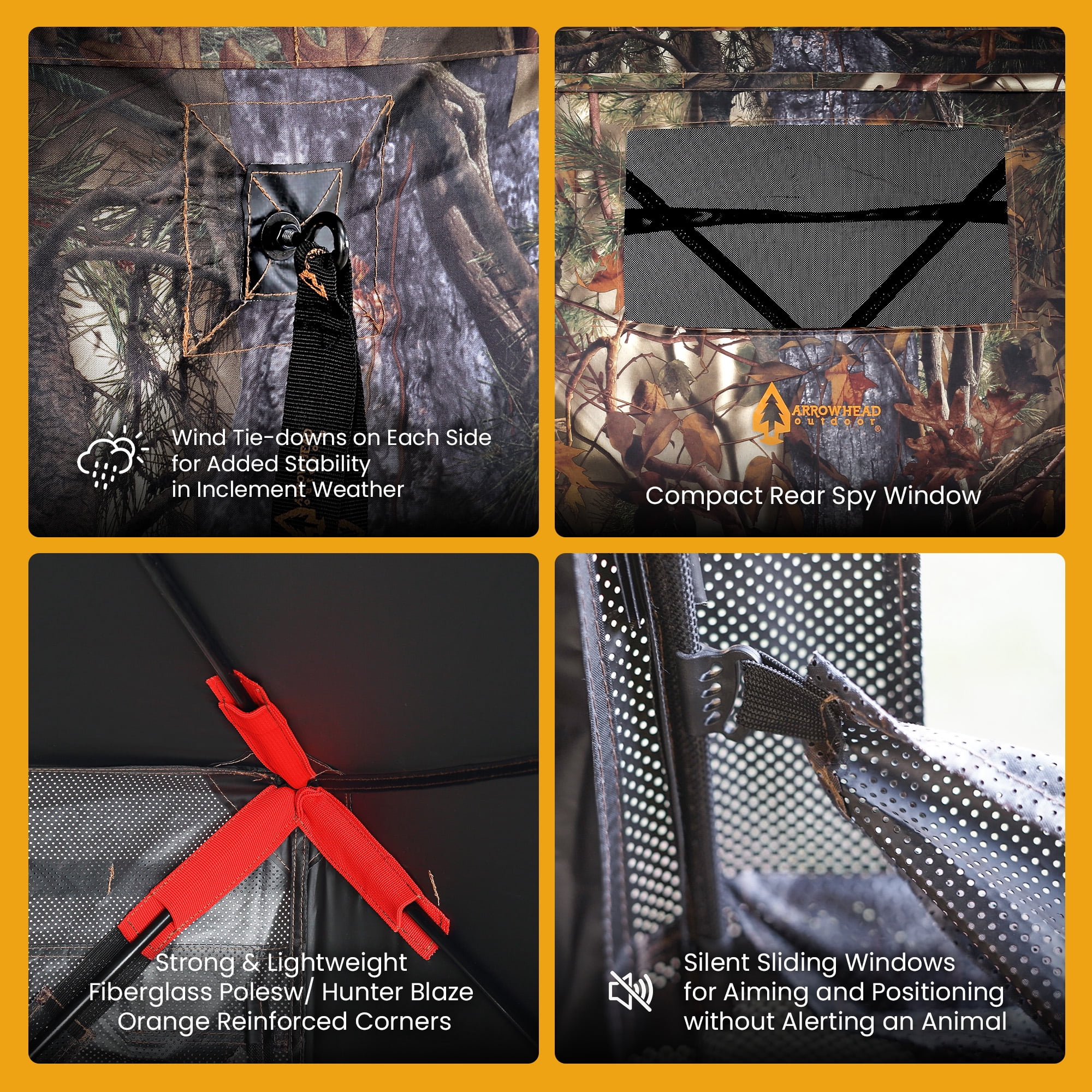 Arrowhead Outdoor 270° Vision 4.8x4.8 Ft Pop-up 2-3 Person See-through Hunting Stealth Deer Blind