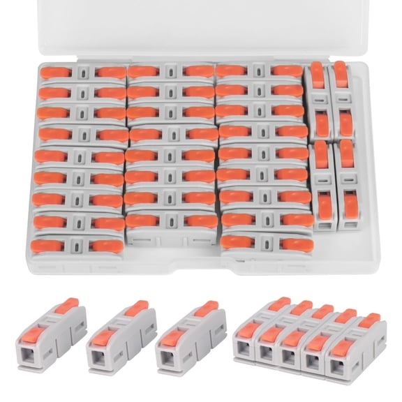 HBMYN 30PCS Lever Wire Connectors, Mini Quick Connector Push-in, 1 in 1 Out Electrical Wire Inline Terminal for Splicing 24-12 AWG Terminals