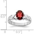 thumbnail image 3 of Sterling Silver Rhodium-Plated Garnet & Cz Ring (Size 7) Made In China qr756-7, 3 of 5