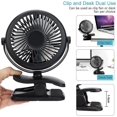 thumbnail image 1 of Mini ventilador USB, ventilador de mesa con clip silencioso y batería recargable, 3 niveles de velocidad, 360 velocidades ajustables giratorias para dormitorio, oficina, cochecito, camping, 1 of 3