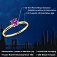 thumbnail image 2 of Gem Stone King 14K Yellow Gold Fancy Purple Zirconia Engagement Ring for Women | 0.84 Cttw | Round 6MM | Gemstone Birthstone | Size 9, 2 of 6