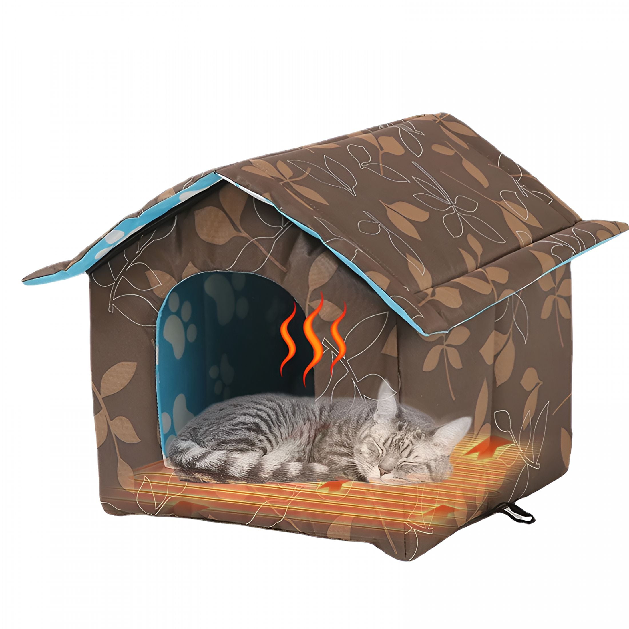 XIBUFE Winter Cat House for Outdoor Indoor Cats with Self Warming Pad, Weather-Proof Heat Insulated Warm Cat Dog Shelter Enclosure for Cats Dogs Rabbits, Portable Water-Proof Tent for Feral (S)