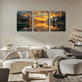 thumbnail image 2 of Ullo0ord Canvas Wall Art - Golden Sunrise Over Snow-Capped Mountains with Reflective Lake Lush Greenery, Modern Nature-Themed Print for Living Room, Bedroom, Office Decor 12*16inch*3pcs, 2 of 5