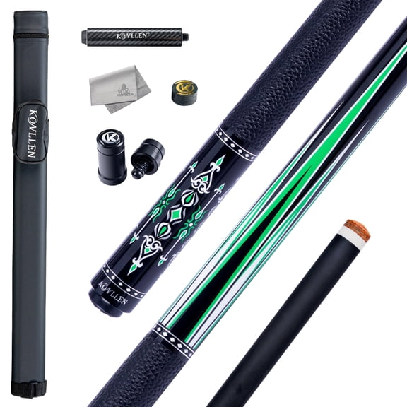 KONLLEN Carbon Fiber Pool Cue Stick with green 58-inch Professional Pool Sticks 12.5mm Tip