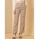 thumbnail image 2 of Pantalones a cuadros casuales para mujer, bolsillos, pierna recta, trabajo, oficina, pantalones Marrón caqui claro M, 2 of 6