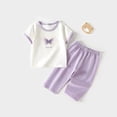 thumbnail image 4 of ATOGUTA Boys Vacation Outfits Summer Short Sleeve T-Shirts and Pants Set Fashion Clothing Sets Purple, Size 3M-3T, 4 of 5