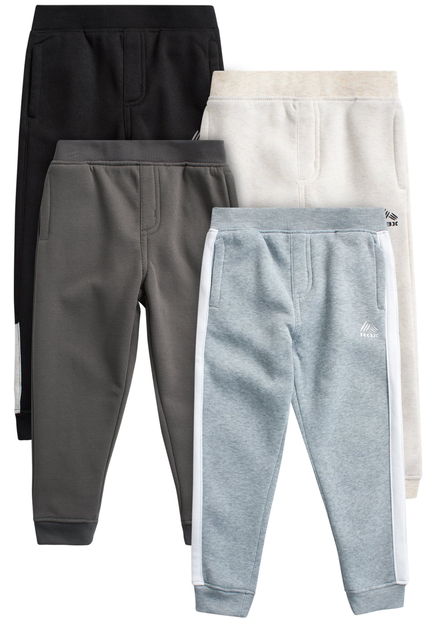 RBX Baby Boys Sweatpants – 4 Pack Active Warm-Up Track Fleece Jogger Pants (2T-4T)