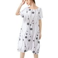 thumbnail image 5 of Women's Linen Midi Dress Boho Floral Print Knee Length Casual Sun Dresses with Pockets White 2XL, 5 of 5