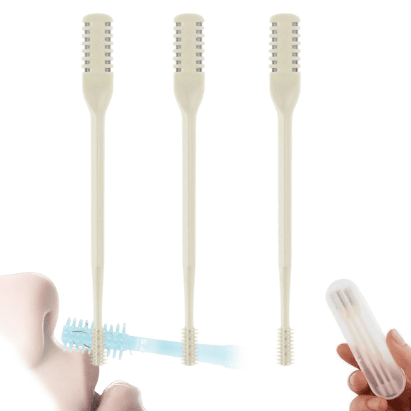 2-in-1 Nasal Hair Cutter, Manual Nose Hair Trimmer, 360° Rotation, Ear Picker, Dual-Blade, Soft Brush, Men Women