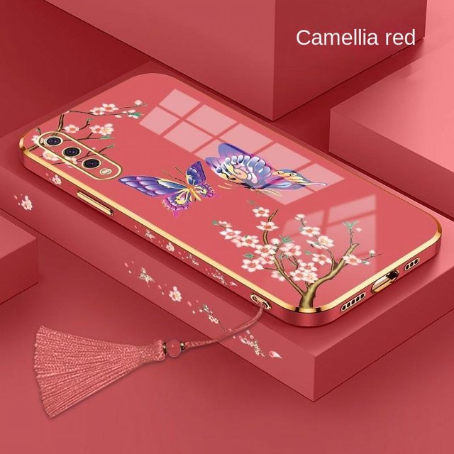 Funda Samsung A13 4G A31 A51 A71 A72 A73 Cáscara de teléfono móvil de Sakura mariposa de borde recto