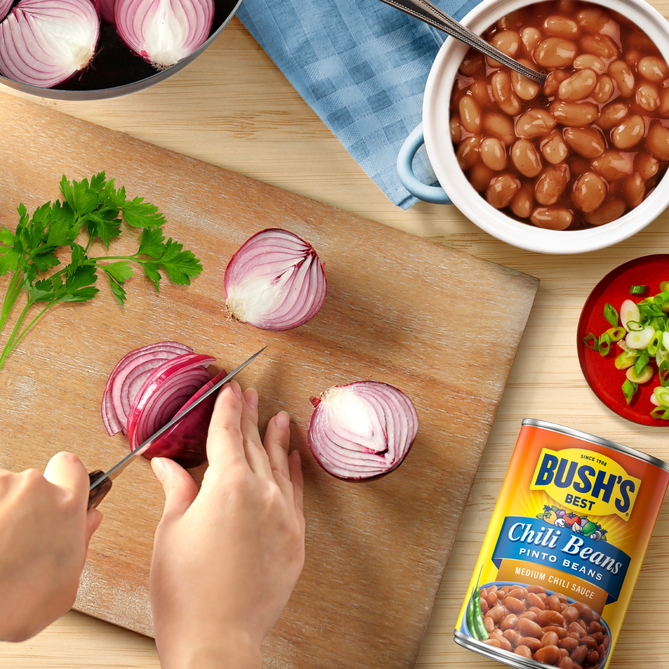 (12 pack) Bush's Chili Beans, Canned Pinto Beans in Medium Chili Sauce, 16 oz Can