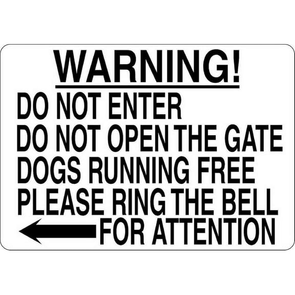 Tin Sign Do Not Enter Open Gate Dogs Running Free Ring Bell Metal 8x12 Inches Dog Warning Notice Vintage Sign