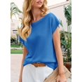 thumbnail image 2 of Short Sleeve Womens One Shoulder Sweater Tops Casual Loose Knit Going Out Shirt, 2 of 6