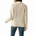 thumbnail image 2 of Womens Cable Knit Sweaters Long Sleeve V Neck Sweater Tops Casual Pullover Shirts Fall Fashion Outfits Apricot S, 2 of 7