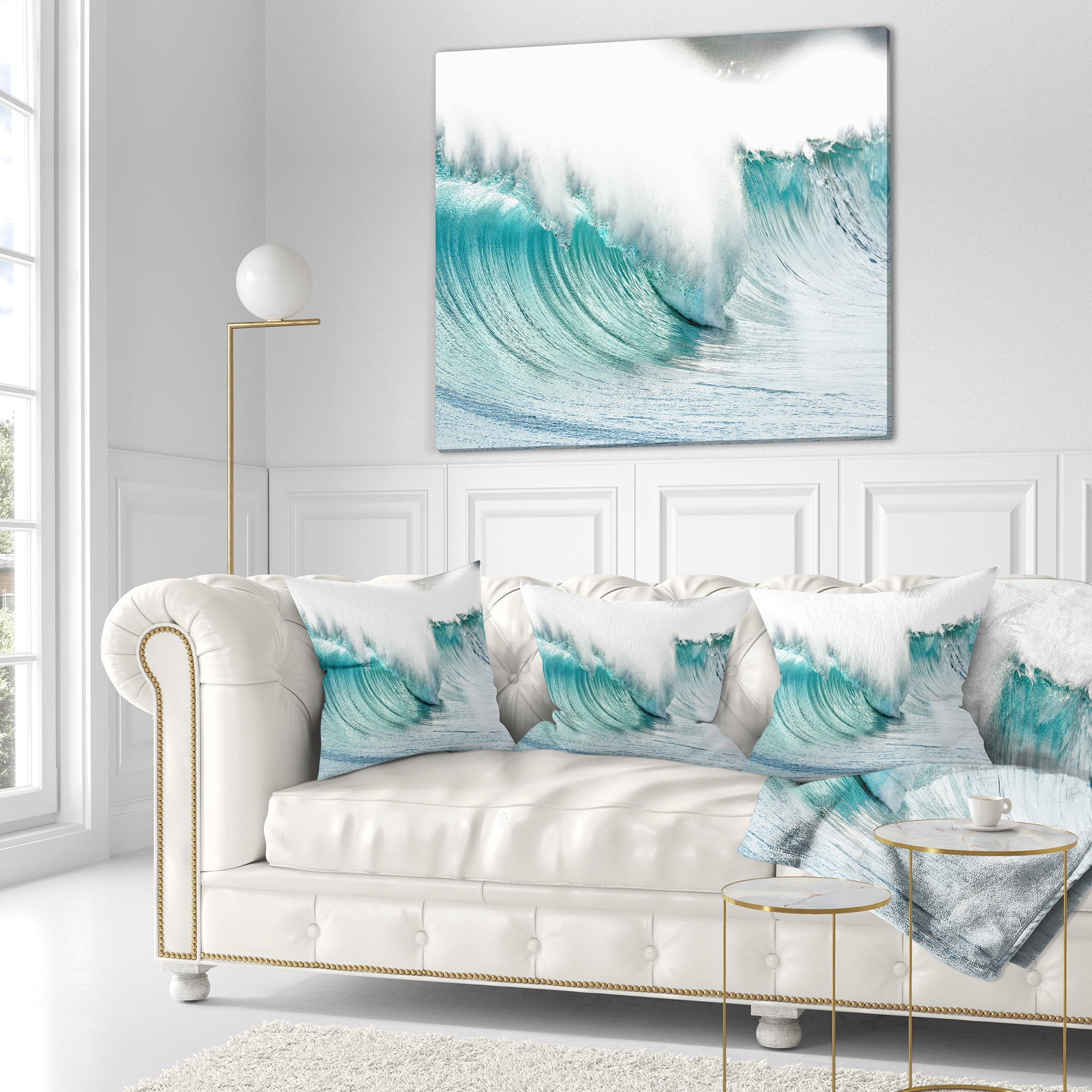 Designart 18" x 18" Blue Polyester Throw Pillow
