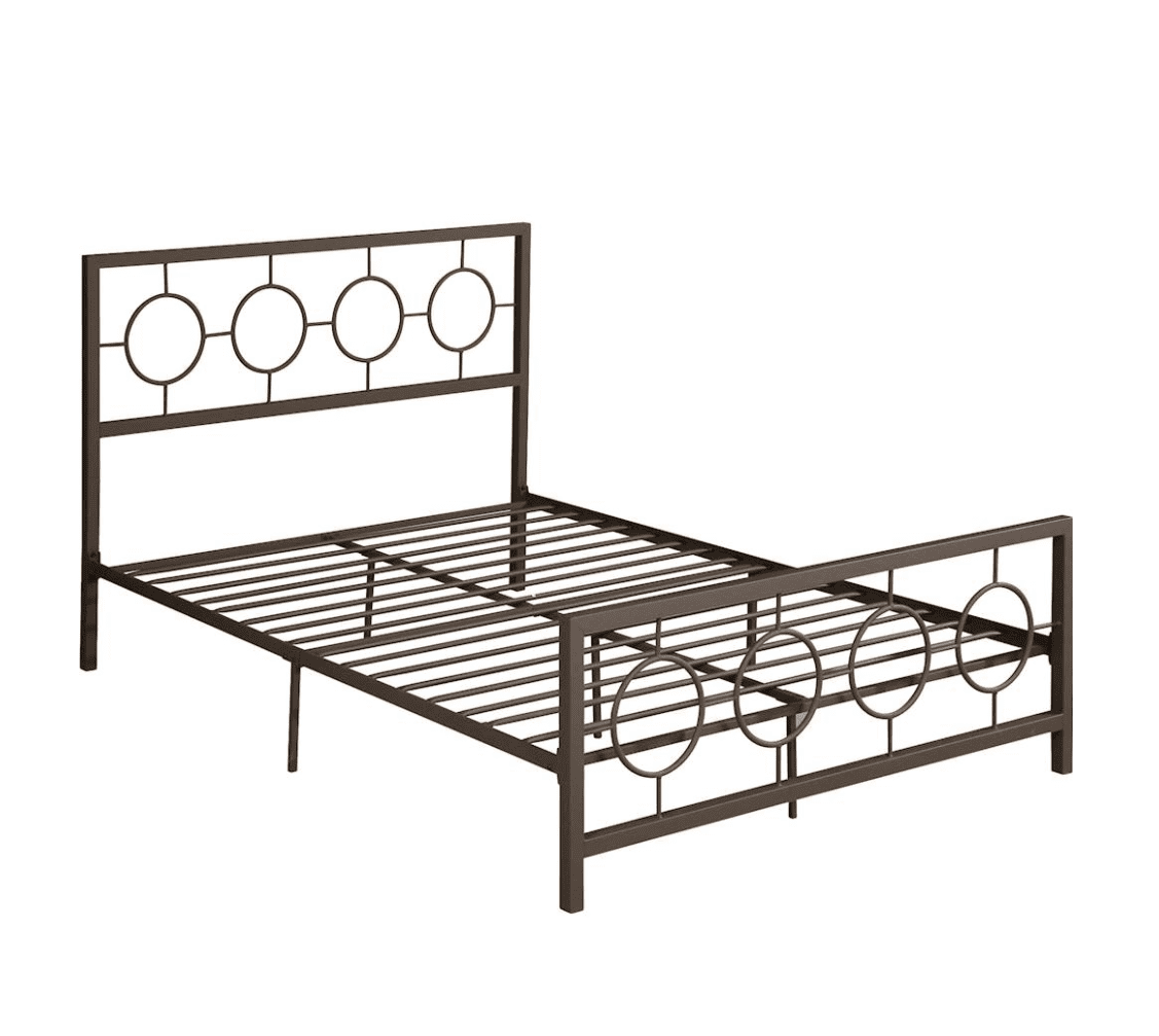 Noble House Ewelina Modern Queen-Size Iron Geometric Low-Profile Bed Frame, Hammered Copper