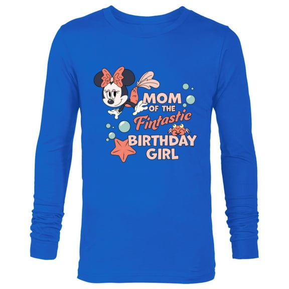 Disney Minnie Mouse Mermaid Mom of the Birthday Girl - Long Sleeve T-Shirt for Men - Customized-Navy