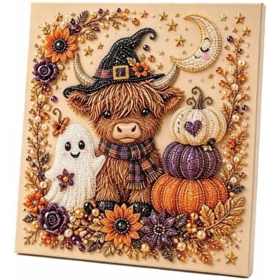 Halloween Ghost Pearl Art DIY Kit, Cracklively Diamond Art Halloween for Adults, DIY Fall Home Decor Wall Art, Beginner DIY Seasonal Party Gift