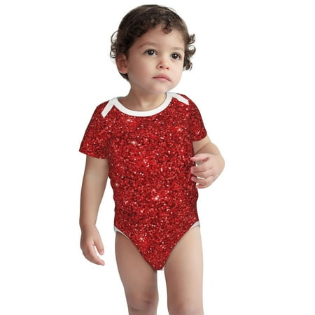 

Haiem Red Glitter Printed Unisex-Baby Short Sleeve Onesies Bodysuits Unisex Babies Snap-Up Rompers-12 Months