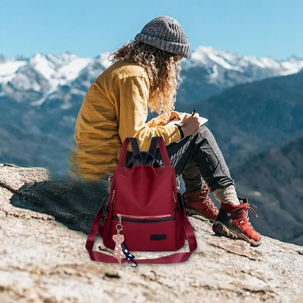 Mochila para mujer mochilas para la escuela la universidad con lindo colgante bolso de viaje con bolsillo abierto mochila pequena para viajes mediana roja Bodega Aurrera en linea