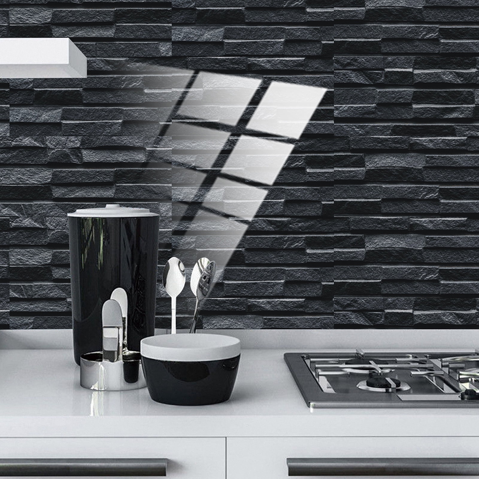 Black and White Tile Peel and Stick Wallpaper 236