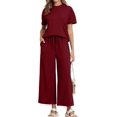 thumbnail image 1 of Shiqi-Ensemble d'Été 2 Pcs pour Femmes 2025 Hauts à Manches Courtes Pantalon Court Large Ensemble Décontracté, 1 of 4