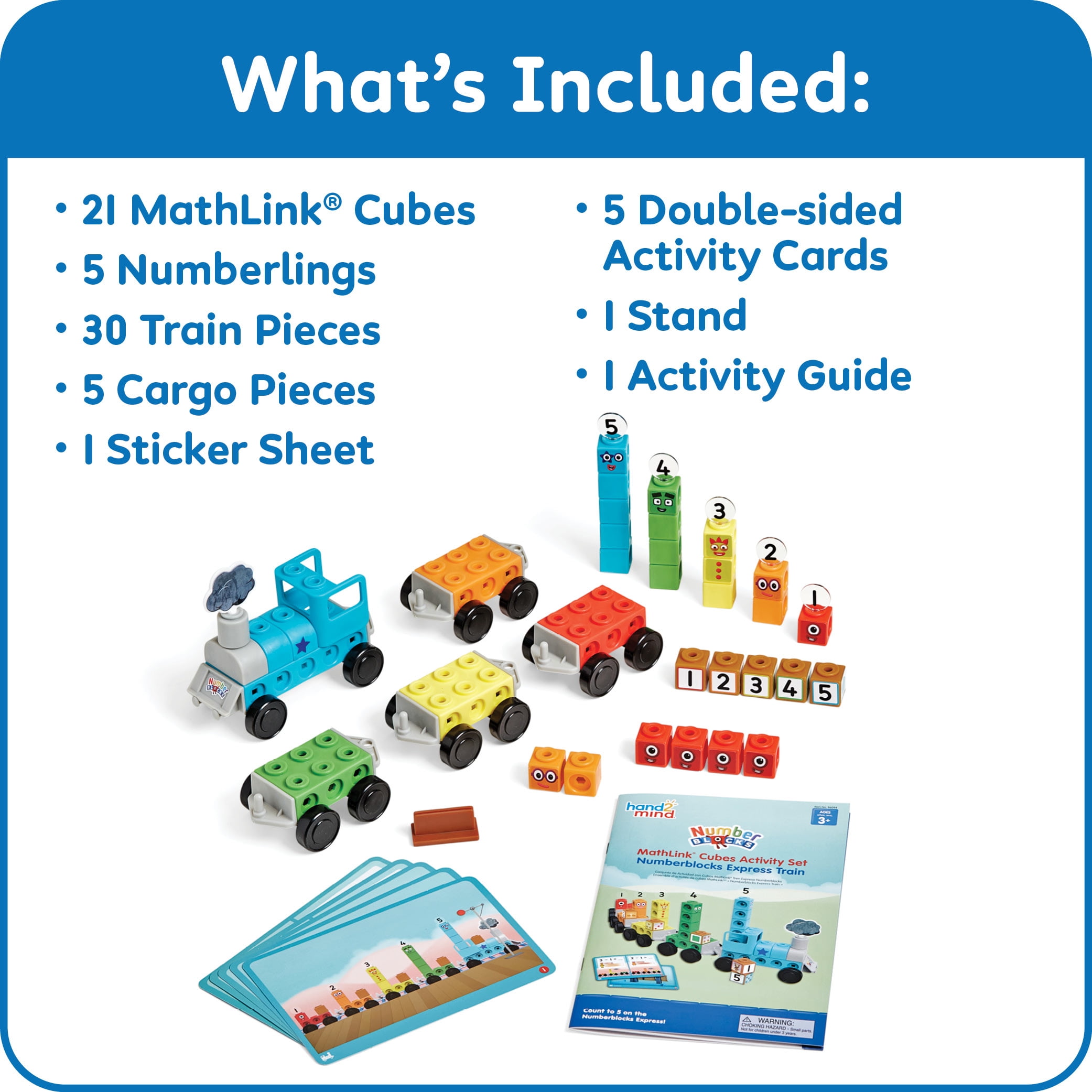hand2mind Numberblocks Express Train MathLink Cubes Activity Set, Train Toy, Preschool Learning Activities, Counting Blocks for Math, Number Learning Toys, Kids Building Toys, Kids Educational Toys