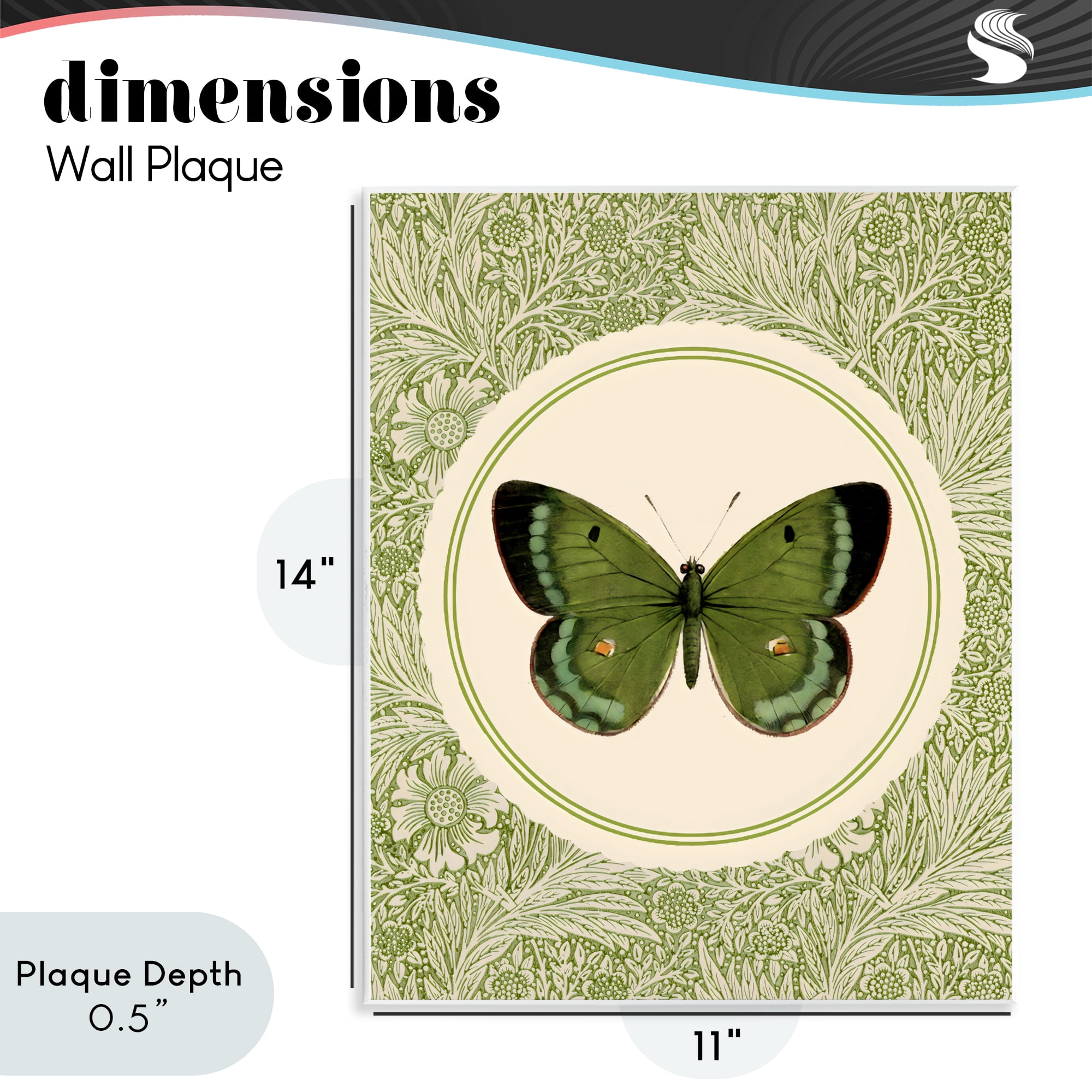 Stupell Industries Green Butterfly Botanical Medallion Wall Plaque Art, design by LSR Design Studio