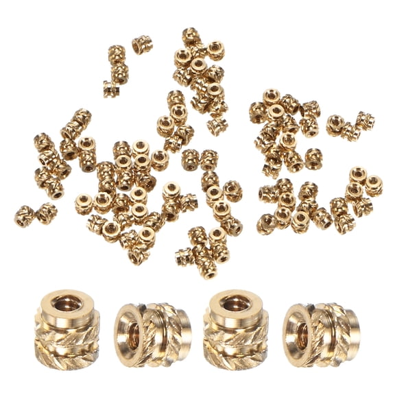 Uxcell 100-Pack Threaded Inserts - M1 x 1.8mm Brass Heat Set Insert Nuts 2mm OD