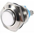 thumbnail image 1 of Interruptor de reinicio automático, pulsador metálico momentáneo impermeable de repuesto para coche, 12 V, 16 mm, interruptor de bocina de encendido y apagado, pulsador metálico plateado., 1 of 5