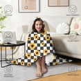 thumbnail image 4 of Wearable Blanket,Black White Checker Sunflower Pattern Hooded Wearable Sherpa Blanket for Adults & Teens,Winter Poncho Shawl Wrap Cape Thick Warm,60"x80", 4 of 5