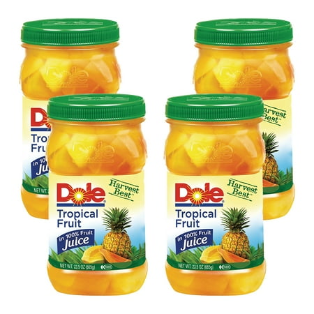 Mixed Fruit - (4 Pack) Dole Tropical Fruit in 100% Fruit Juice 23.5 oz. Plastic Jar