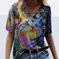 thumbnail image 2 of Babysbule Women's Tops Plus Size Women Short Sleeve Printed V-Neck Tops Tee T-Shirt Blouse, 2 of 5