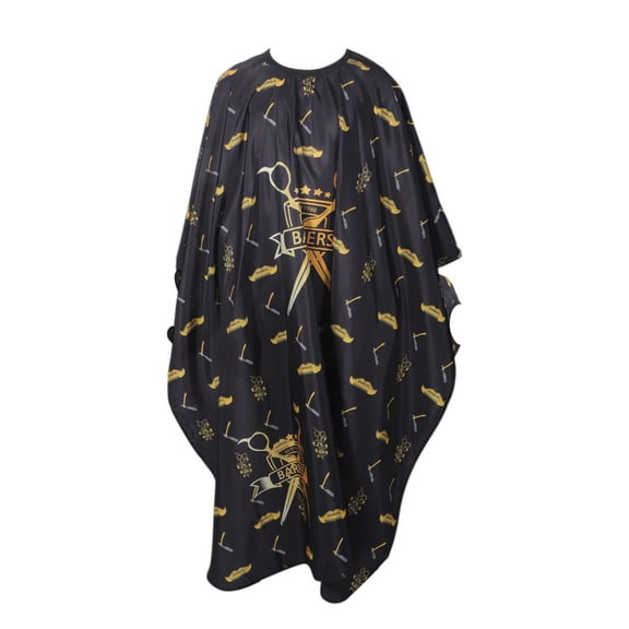 Unique Bargains 1 Pc Scissors Beard Print Hair Cut Barber Cape for Hair Cut Black Yellow