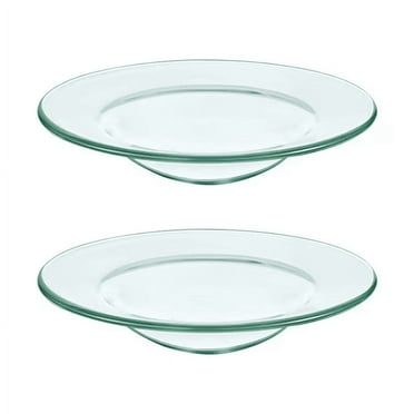 Zoowood 2-Pack Replacement Wax Melt Warmer Dish Clear Glass Oil Burner Tray Round Candle Warmer Plate for Scented Wax Aroma Lamps